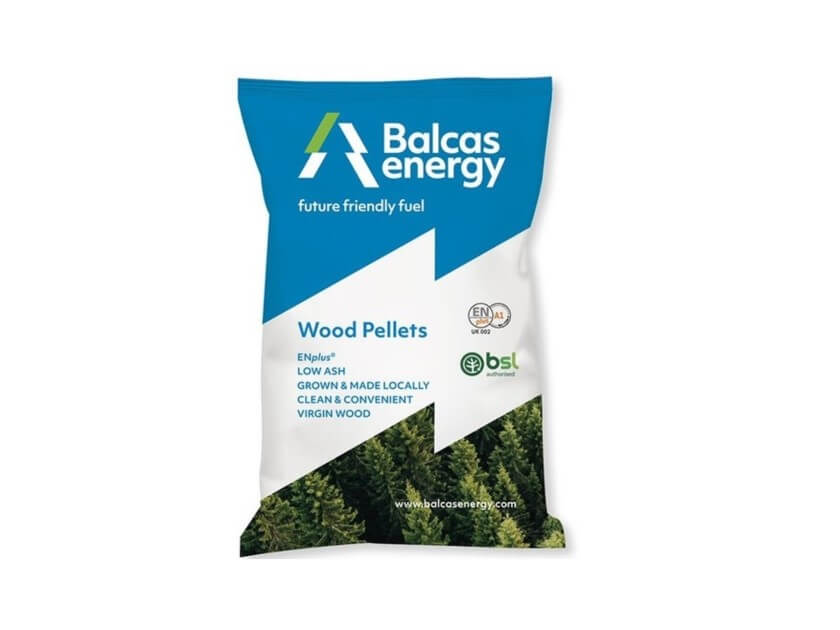 Bag of Balcas Energy wood pellets